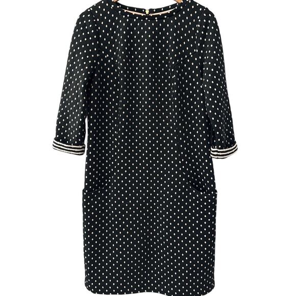 Boden Dott Polka Dot Quilted Sweater Shift Dress Black White Size 10 Long - Picture 7 of 13
